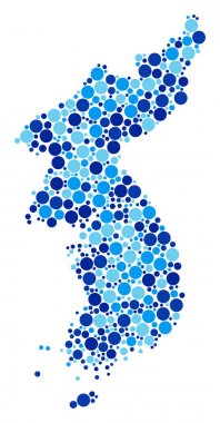 Mavi daireler Kuzey ve Güney Kore harita kolaj