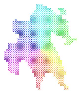 Renkli Peloponnese yarım ada Haritası