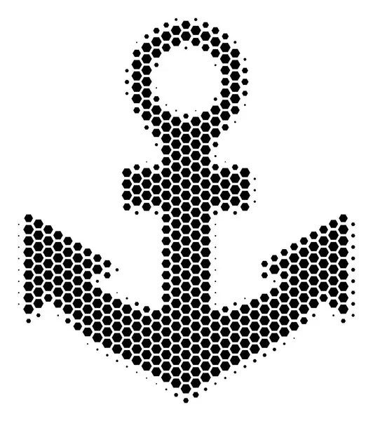 Hexagon Halftone Anchor Icon — Stock Vector