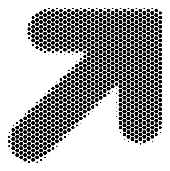 Hexagon halvton pil upp rätt ikon — Stock vektor