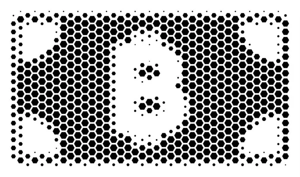 Halftone hexágono Bitcoin dinheiro Ícone de notas —  Vetores de Stock