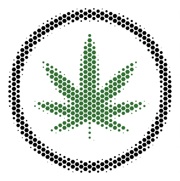 Zeshoek Halftone Cannabis pictogram — Stockvector