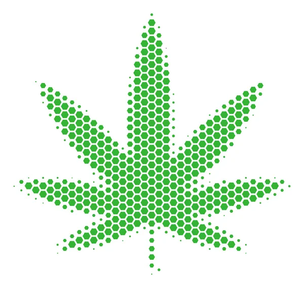 Zeshoek Halftone Cannabis pictogram — Stockvector