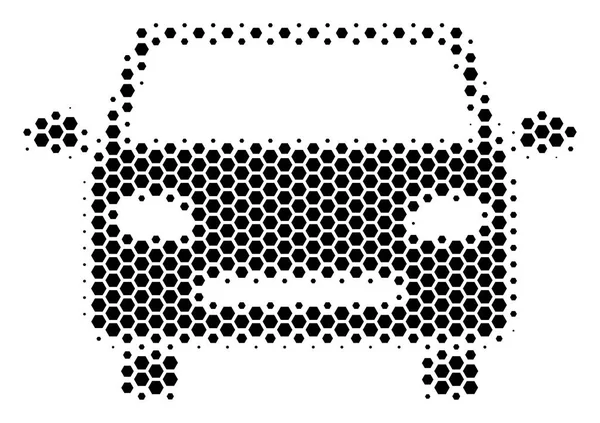 Hexagon Halftone Car Icon — Stock Vector
