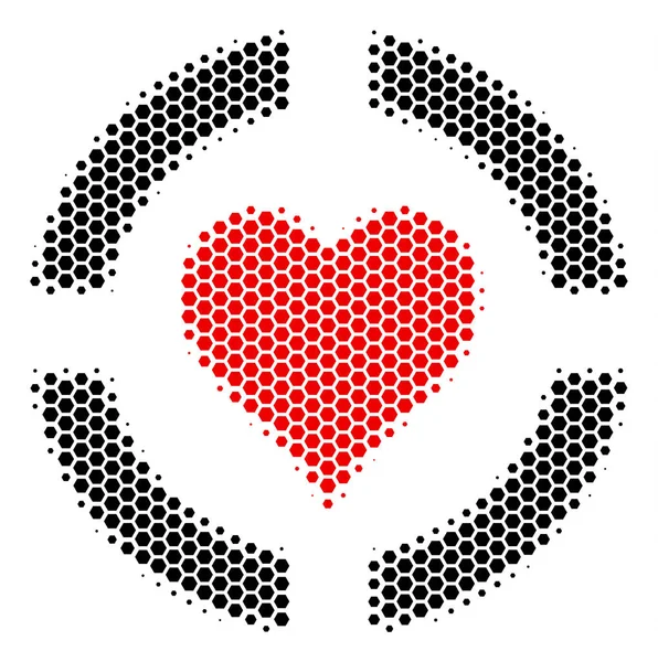 Hexagon Halftone Casino Hearts Icon — Stock Vector