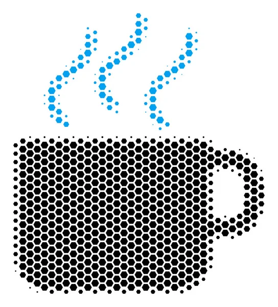 Halftone hexágono café Copa Ícone —  Vetores de Stock