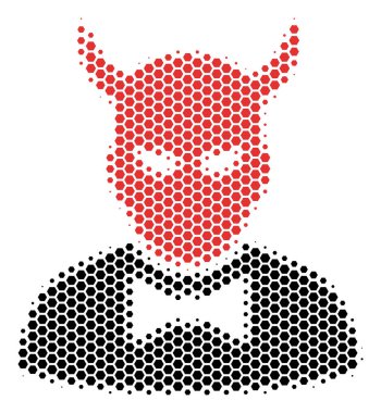 Altıgen yarı ton şeytan simgesi