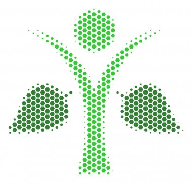 Altıgen yarı ton ekoloji adam simgesi