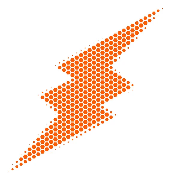 Icono de chispa eléctrica halftone hexágono — Vector de stock