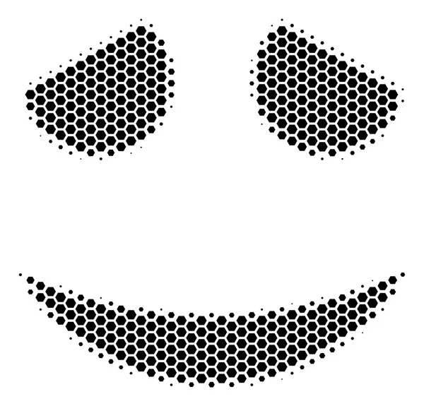 Hexagon halvton generad leende ikonen — Stock vektor
