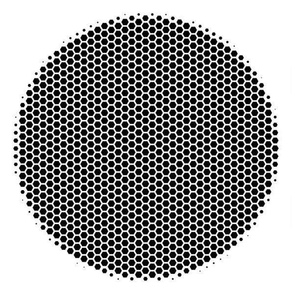 Sechskant mit Halbton gefülltes Kreis-Symbol — Stockvektor