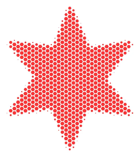 Šestiúhelník polotónů Fireworks ikona hvězdičky — Stockový vektor