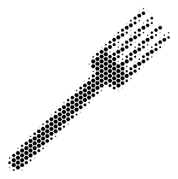 Zeshoek Halftone vork pictogram — Stockvector