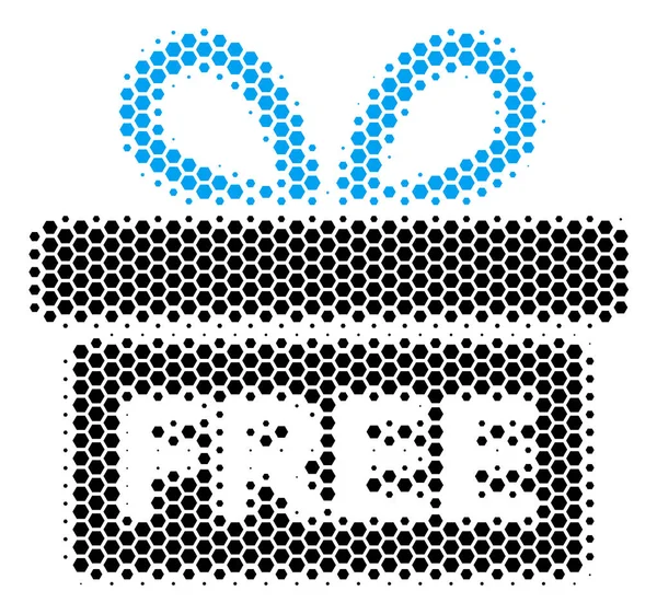 Icône cadeau gratuit Hexagon Halftone — Image vectorielle