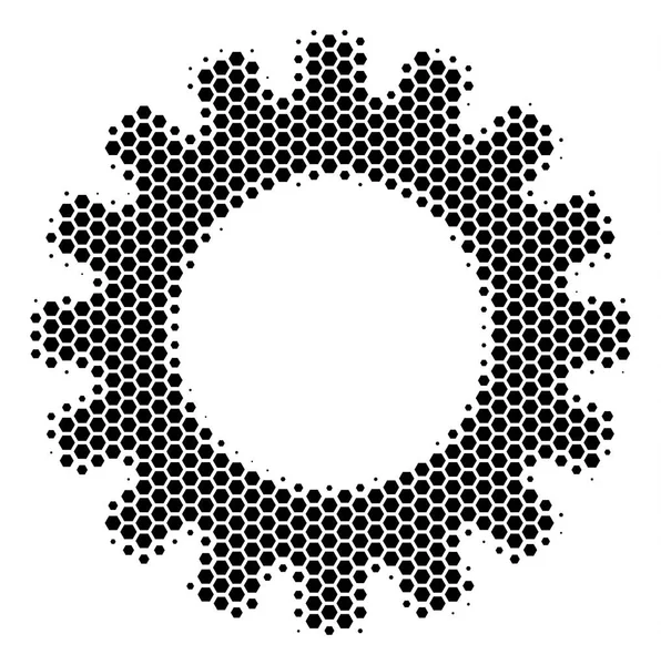 Hexagon halvton kugghjulsikonen — Stock vektor