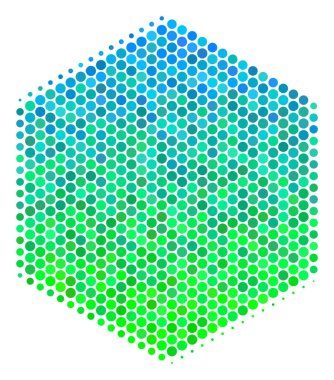 Yarı ton mavi-yeşil altıgen simgesi dolu