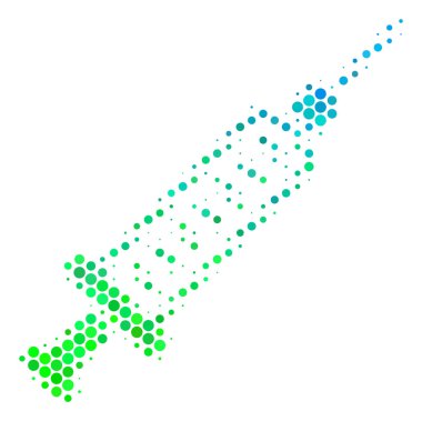 Yarı ton mavi-yeşil şırınga simgesi