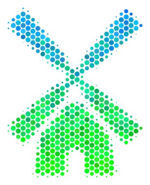 Yarı ton mavi-yeşil Rüzgar değirmeni simgesi