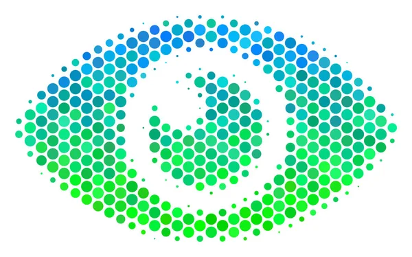 Halftone blauw-groene oogpictogram — Stockvector