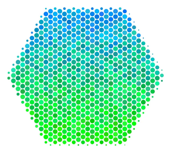 Halbtoniges blau-grün gefülltes Sechseck-Symbol — Stockvektor