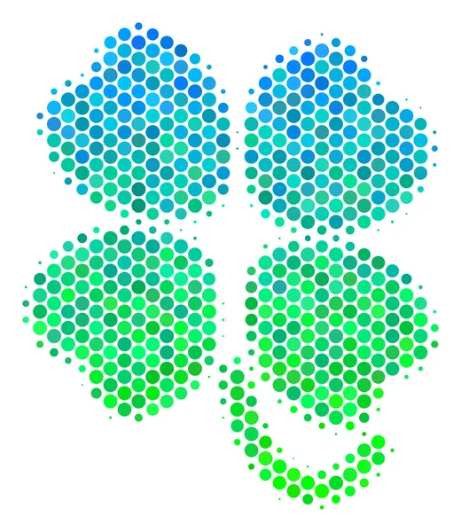 半色调蓝绿色四叶三叶草图标 — 图库矢量图片