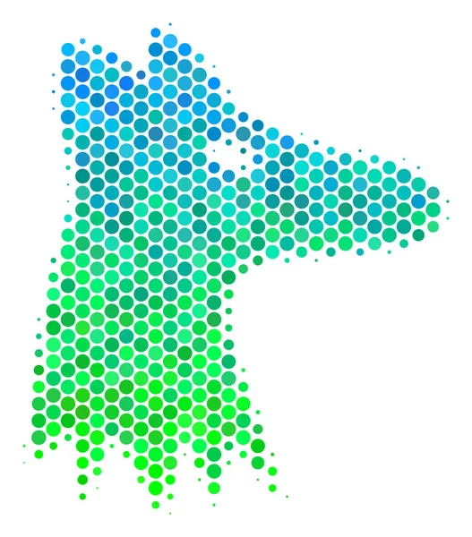 Halftone Blue-Green Fox Head Icono — Vector de stock