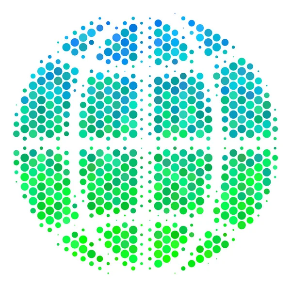 하프톤 블루 그린 글로브 아이콘 — 스톡 벡터