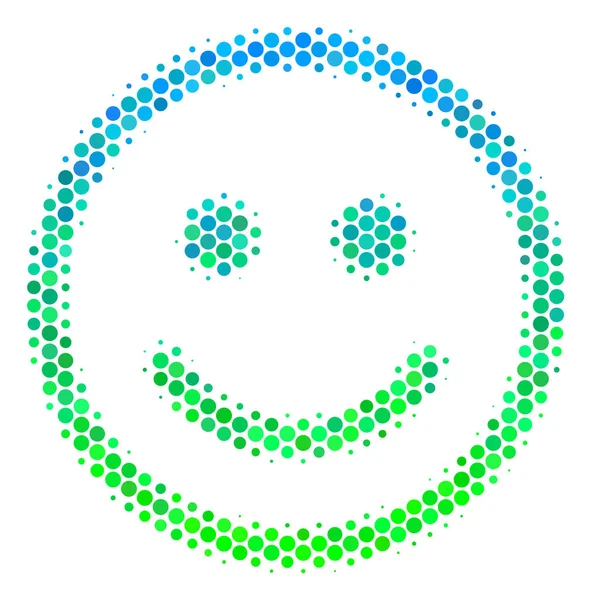 Halfone blau-grüne Smiley-Ikone — Stockvektor
