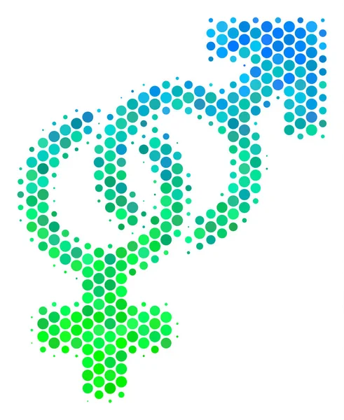 Halftone Blue-Green Heterosexual Symbol Icon — Stock Vector