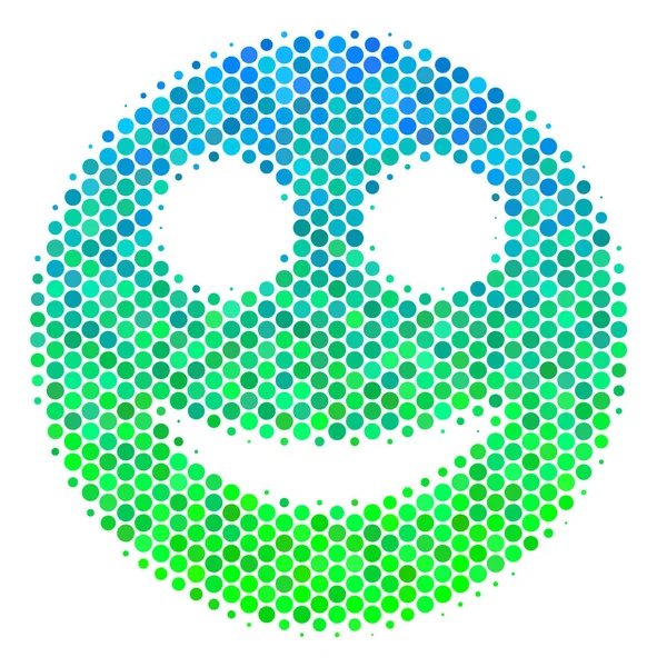 Icono de la sonrisa de medio tono azul-verde — Archivo Imágenes Vectoriales