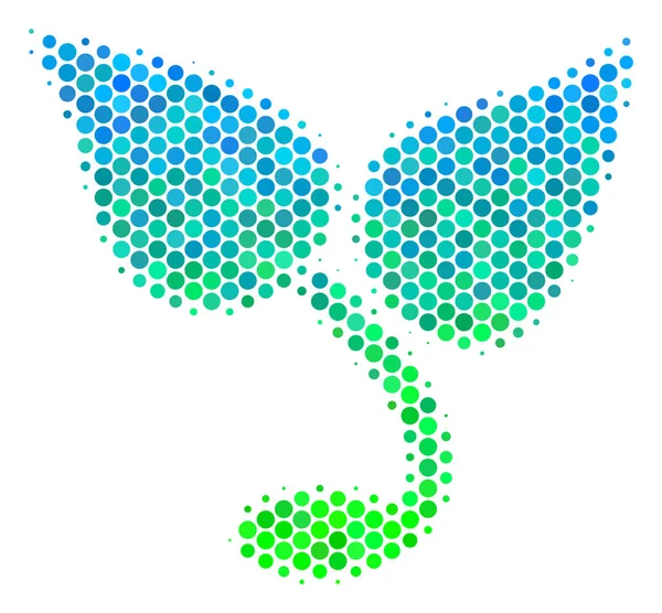 Ícone de broto azul-verde meio-tom — Vetor de Stock