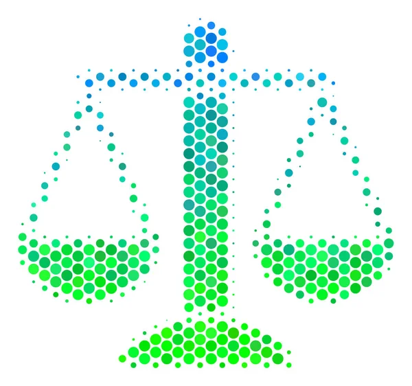 Halftone blauw-groene gewicht schalen pictogram — Stockvector