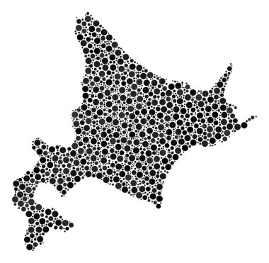 Hokkaido Adası harita mozaik çevrelerin