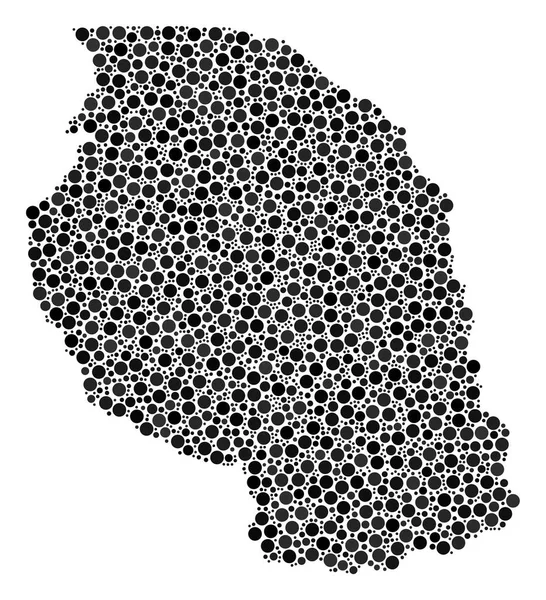 Tanzania Mapa Collage de Círculos — Archivo Imágenes Vectoriales