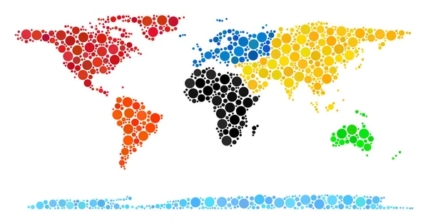 Mappa del Mondo Continente Mosaico di Sfere — Vettoriale Stock
