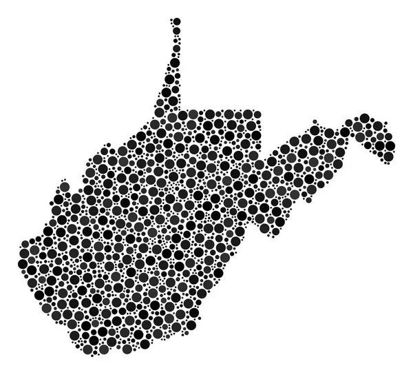 West Virginia State mapa koláž koulí — Stockový vektor