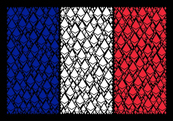 Francuska flaga wzór Ethereum Crystal elementów — Wektor stockowy