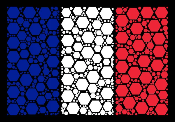 Σημαία Γαλλίας κολάζ γεμάτο εξάγωνο εικονιδίων — Διανυσματικό Αρχείο