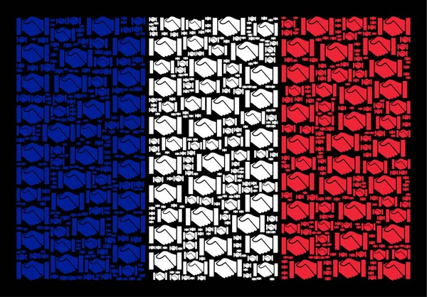 France Flag Mosaic of Handshake Items — Stock Vector