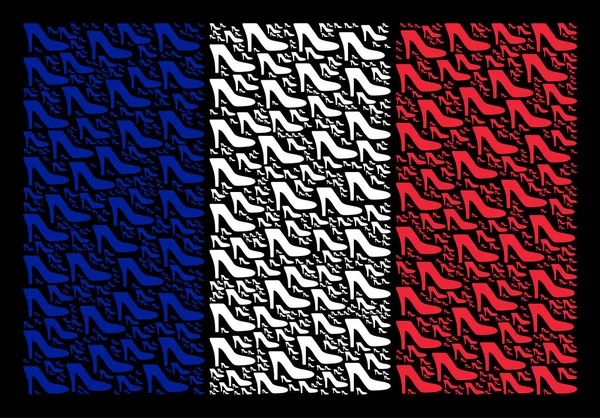 Frankreich Flagge Muster der Dame Schuh Ikonen — Stockvektor