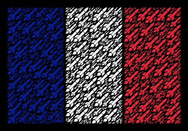 Mosaico de bandera francesa de lanzamiento de misiles — Archivo Imágenes Vectoriales