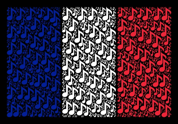 法国国旗拼贴音乐笔记项目 — 图库矢量图片