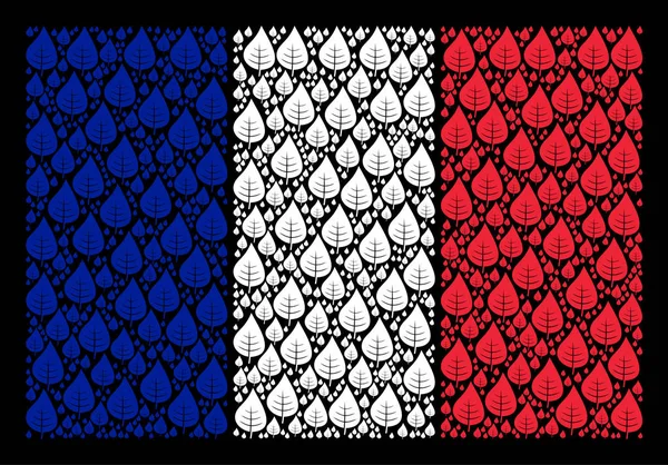 Γαλλία σημαία μωσαϊκό των φυτών φύλλων στοιχείων — Διανυσματικό Αρχείο