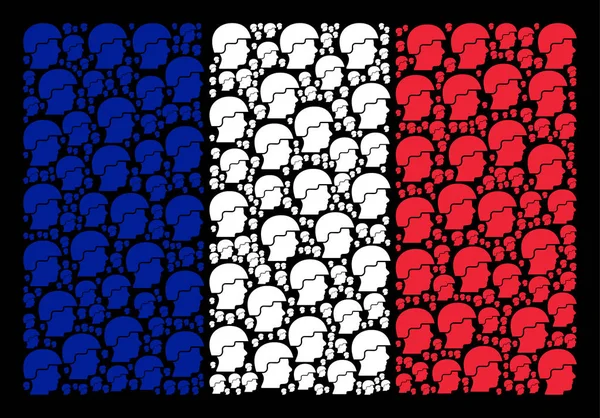 France Drapeau Modèle de casque de soldat Articles — Image vectorielle