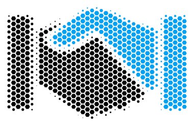 Altıgen yarı ton el sıkışma simgesi