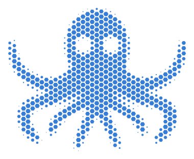 Altıgen yarı ton ahtapot simgesi