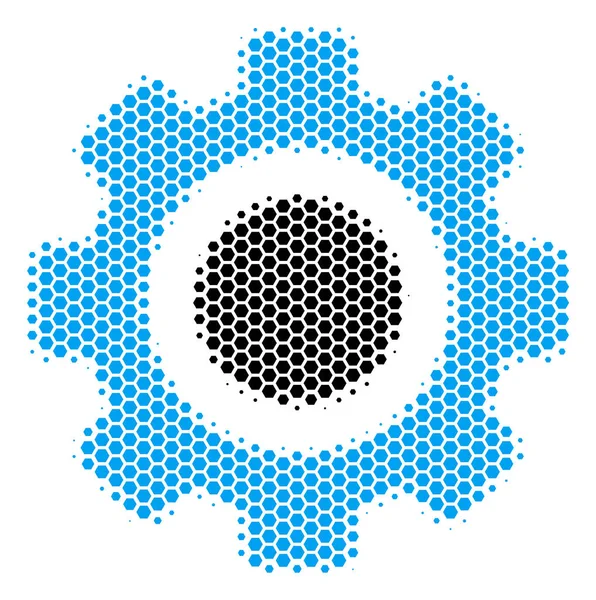 Icône d'engrenage hexagonale demi-ton — Image vectorielle