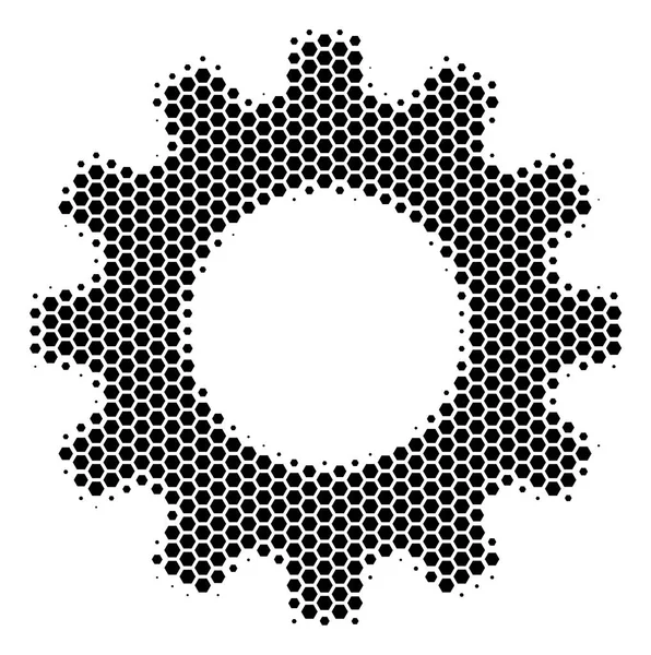 Zeshoek Halftone Gear pictogram — Stockvector