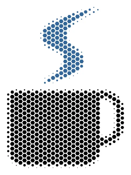 Halftone hexágono Hot Coffee Cup Ícone —  Vetores de Stock