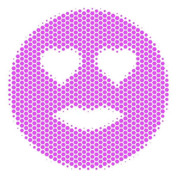 Halftone hexagonal dama amor sonriente icono — Archivo Imágenes Vectoriales